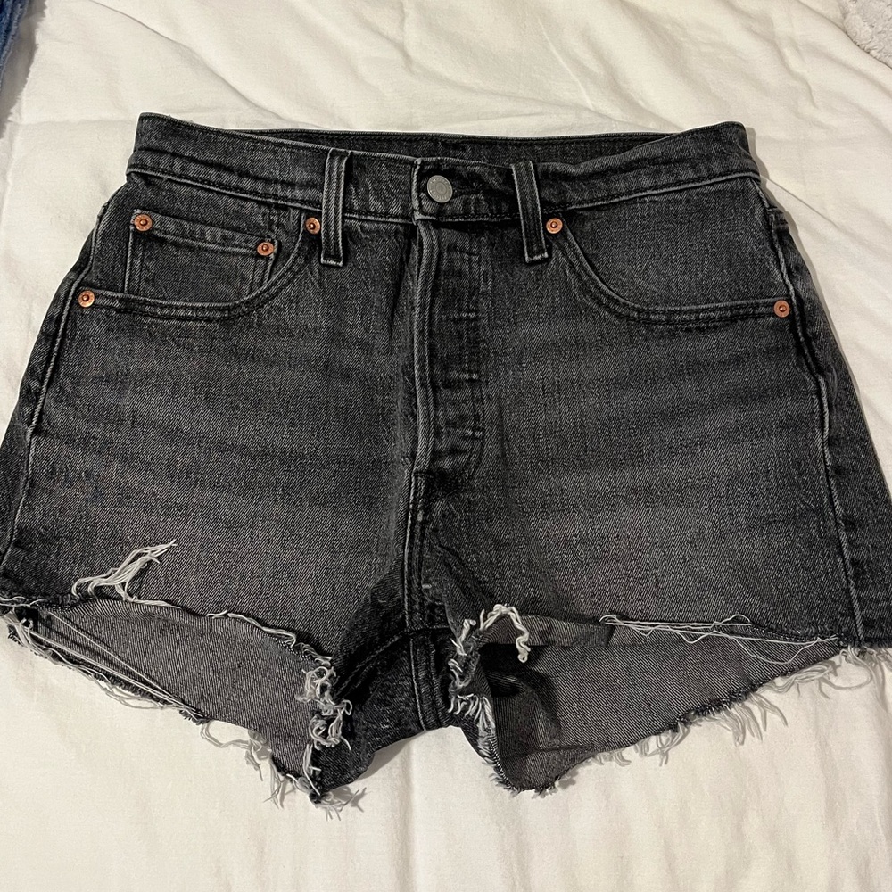 Levi’s 501 Premium Black Distressed Denim Shorts